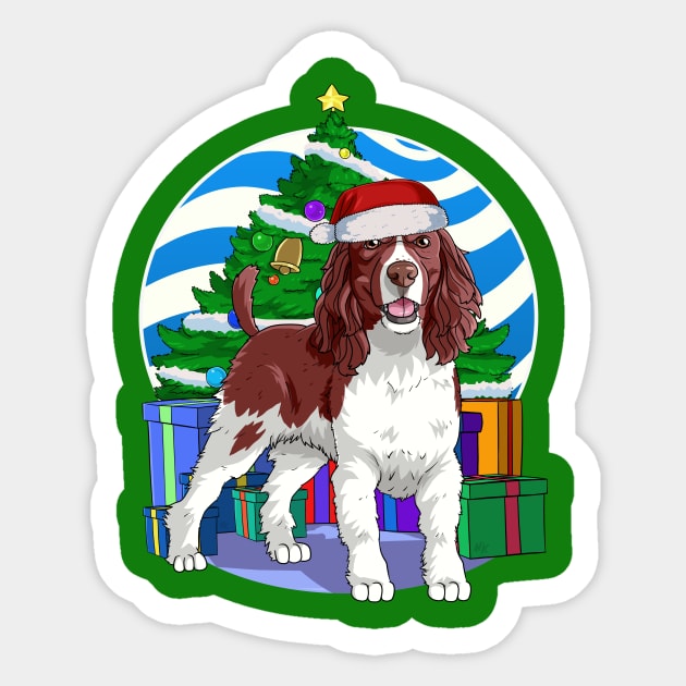 English Springer Spaniel Cute Santa Christmas Gift Sticker by Noseking